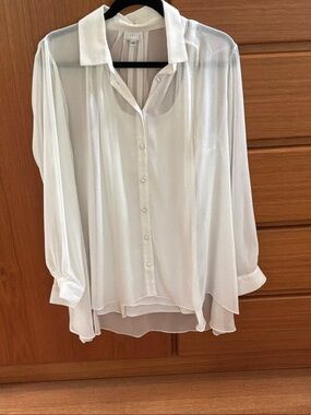 Sheer White Button-Down Blouse AND TANK by STAPLES